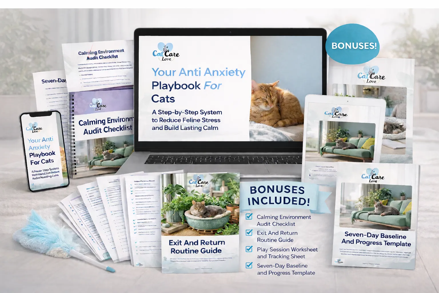 The Cat Anxiety Playbook — complete bundle with tracking templates and checklists